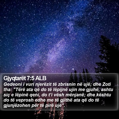 Gjyqtarët 7:5 ALB Bible Verse Image