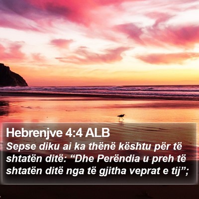 Hebrenjve 4:4 ALB Bible Verse Image