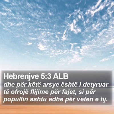 Hebrenjve 5:3 ALB Bible Verse Image