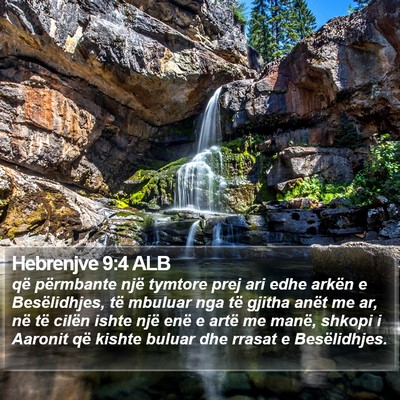 Hebrenjve 9:4 ALB Bible Verse Image