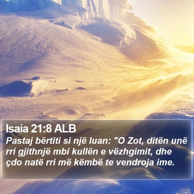 Isaia 21:8 ALB Bible Verse Image