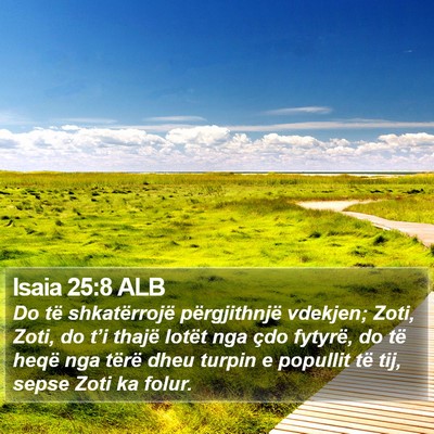 Isaia 25:8 ALB Bible Verse Image