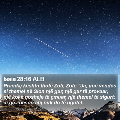 Isaia 28:16 ALB Bible Verse Image
