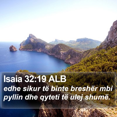 Isaia 32:19 ALB Bible Verse Image