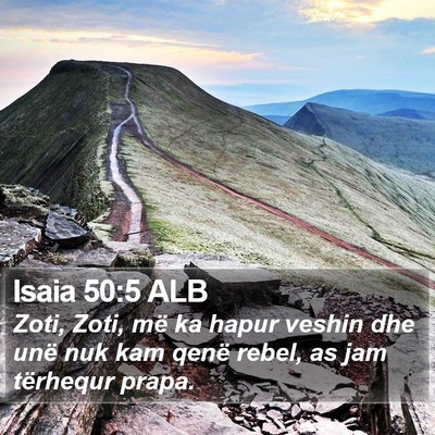 Isaia 50:5 ALB Bible Verse Image