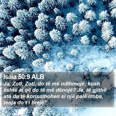 Isaia 50:9 ALB Bible Verse Image