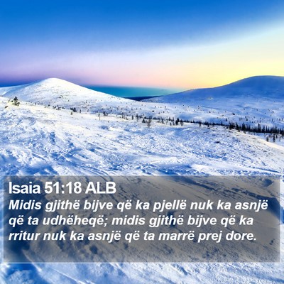 Isaia 51:18 ALB Bible Verse Image