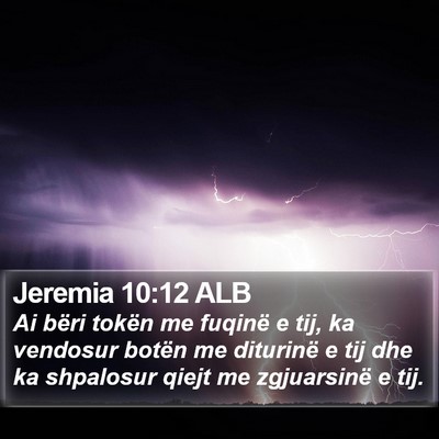 Jeremia 10:12 ALB Bible Verse Image