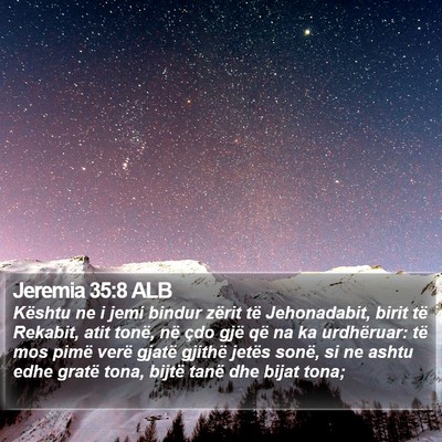 Jeremia 35:8 ALB Bible Verse Image