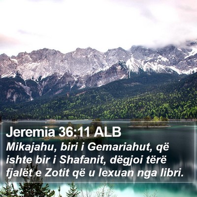 Jeremia 36:11 ALB Bible Verse Image