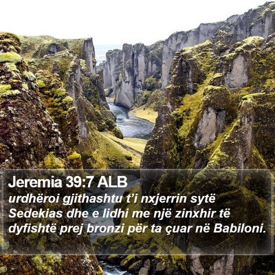 Jeremia 39:7 ALB Bible Verse Image