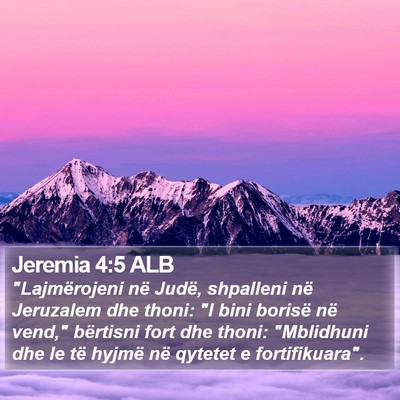 Jeremia 4:5 ALB Bible Verse Image