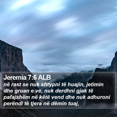 Jeremia 7:6 ALB Bible Verse Image