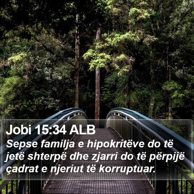 Jobi 15:34 ALB Bible Verse Image