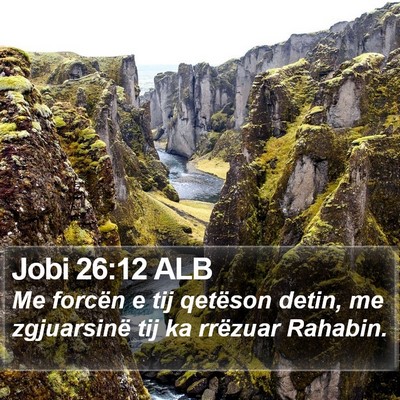Jobi 26:12 ALB Bible Verse Image
