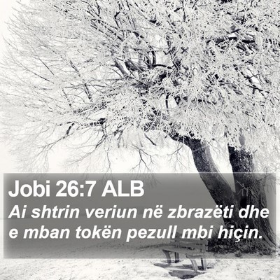 Jobi 26:7 ALB Bible Verse Image
