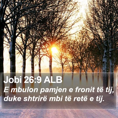 Jobi 26:9 ALB Bible Verse Image