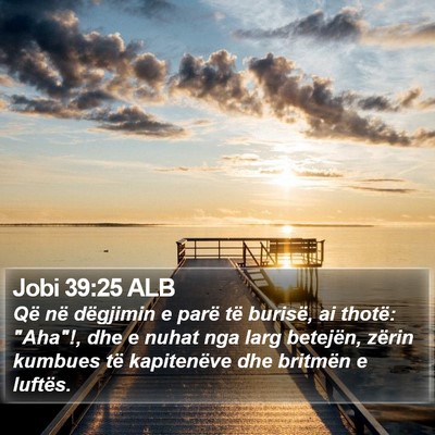 Jobi 39:25 ALB Bible Verse Image