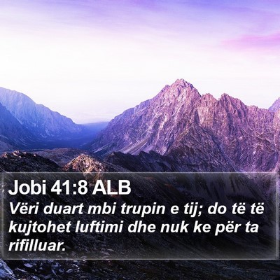 Jobi 41:8 ALB Bible Verse Image