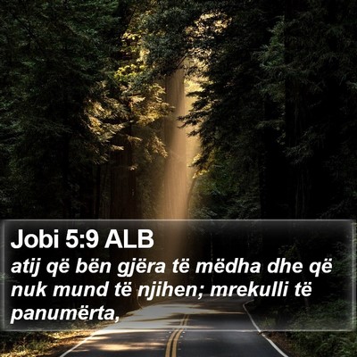 Jobi 5:9 ALB Bible Verse Image