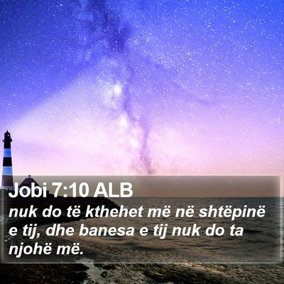 Jobi 7:10 ALB Bible Verse Image