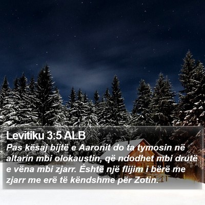 Levitiku 3:5 ALB Bible Verse Image