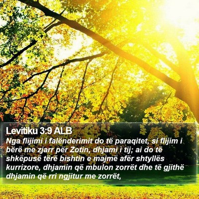Levitiku 3:9 ALB Bible Verse Image