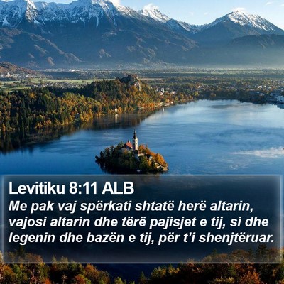 Levitiku 8:11 ALB Bible Verse Image