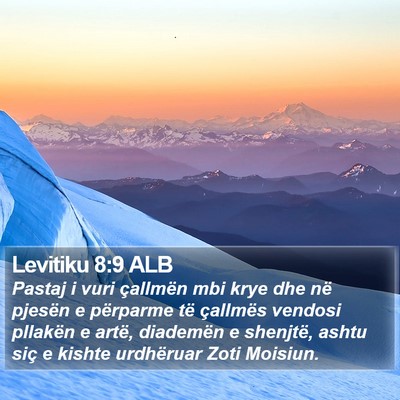 Levitiku 8:9 ALB Bible Verse Image