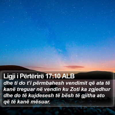 Ligji i Përtërirë 17:10 ALB Bible Verse Image