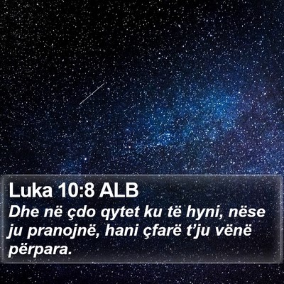 Luka 10:8 ALB Bible Verse Image