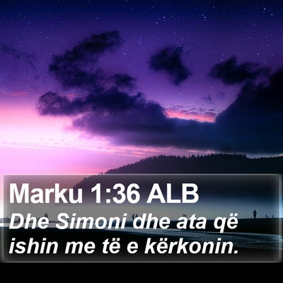 Marku 1:36 ALB Bible Verse Image