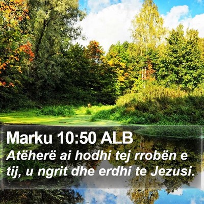 Marku 10:50 ALB Bible Verse Image