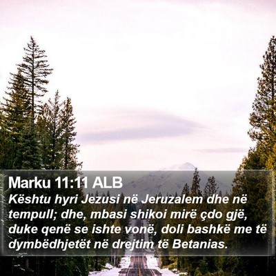 Marku 11:11 ALB Bible Verse Image
