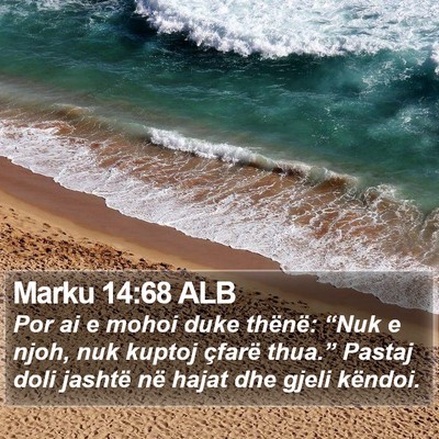 Marku 14:68 ALB Bible Verse Image