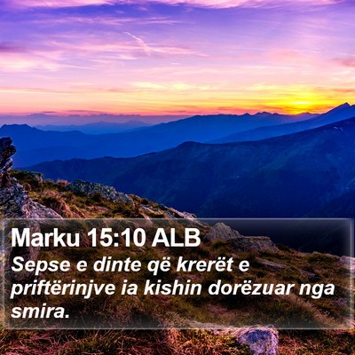 Marku 15:10 ALB Bible Verse Image