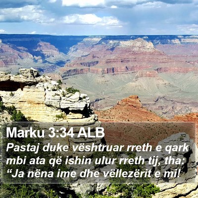 Marku 3:34 ALB Bible Verse Image