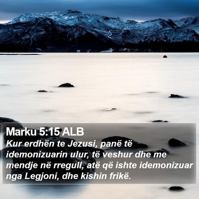 Marku 5:15 ALB Bible Verse Image