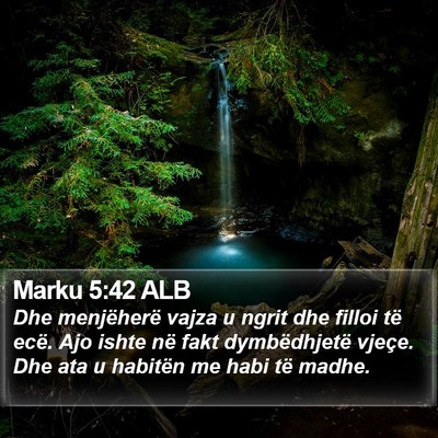 Marku 5:42 ALB Bible Verse Image