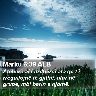 Marku 6:39 ALB Bible Verse Image
