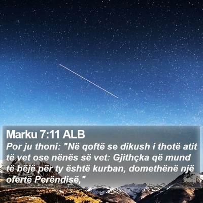 Marku 7:11 ALB Bible Verse Image