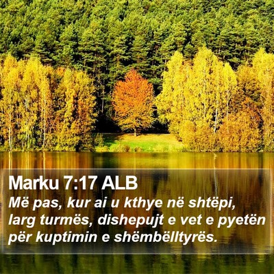 Marku 7:17 ALB Bible Verse Image