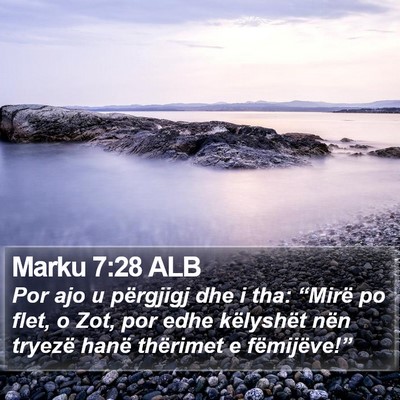 Marku 7:28 ALB Bible Verse Image