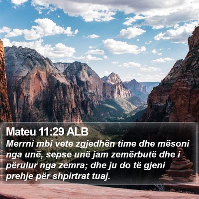 Mateu 11:29 ALB Bible Verse Image