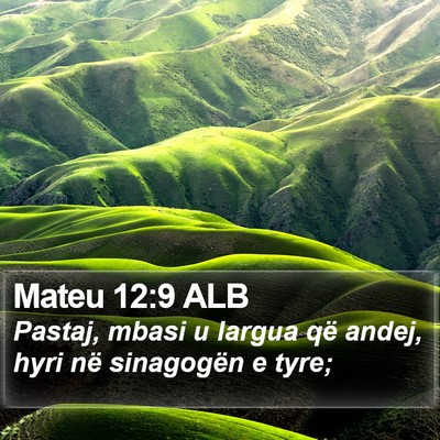 Mateu 12:9 ALB Bible Verse Image