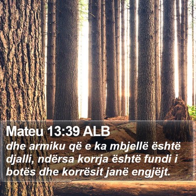 Mateu 13:39 ALB Bible Verse Image