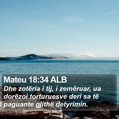 Mateu 18:34 ALB Bible Verse Image