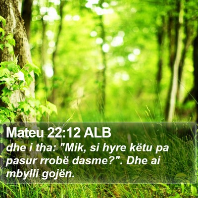 Mateu 22:12 ALB Bible Verse Image