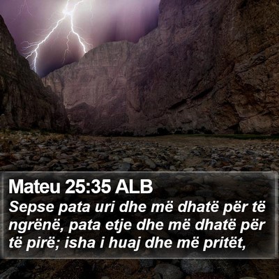Mateu 25:35 ALB Bible Verse Image