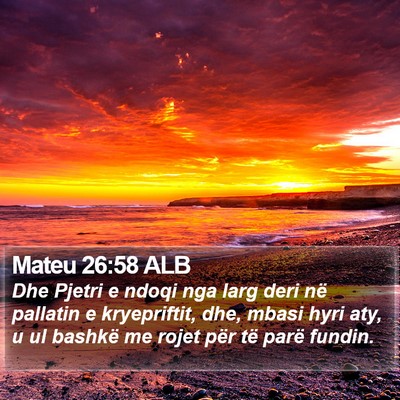 Mateu 26:58 ALB Bible Verse Image